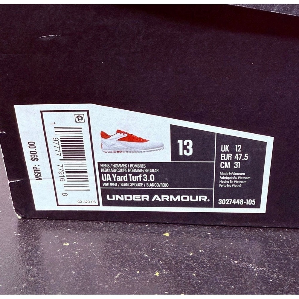 Under Armour UA yard turf 3.0 all-purpose baseball cleats shoes red men's 13 - Picture 2 of 9